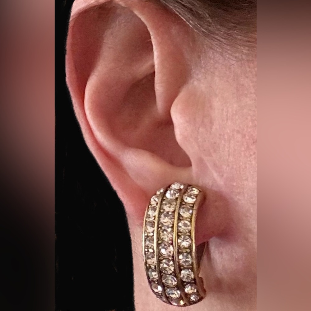 Heidi Daus Elegant Gold and Silver Crystal Earrings. Signed. NWOT - Picture 2 of 7